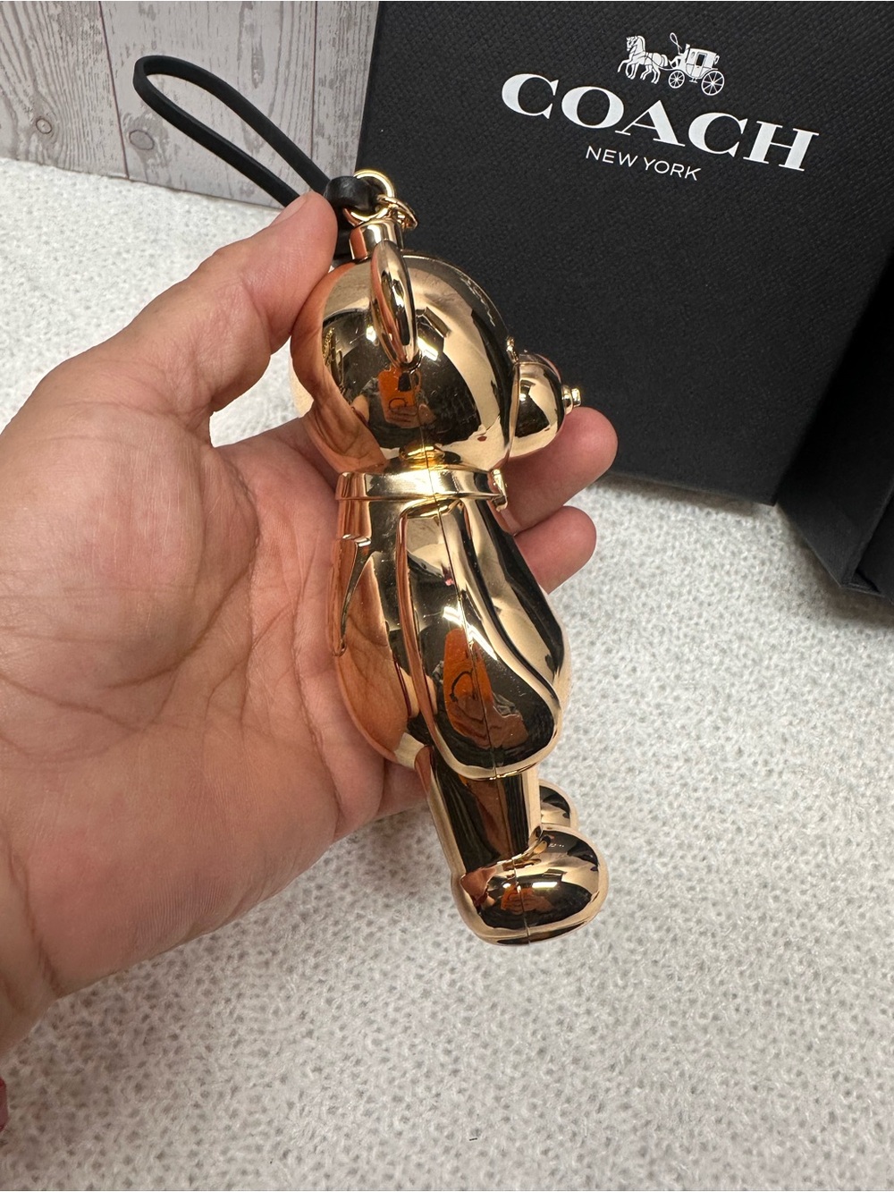 Coach Gold Bear Decorative Accent with Leather Strap - Picture 4 of 8
